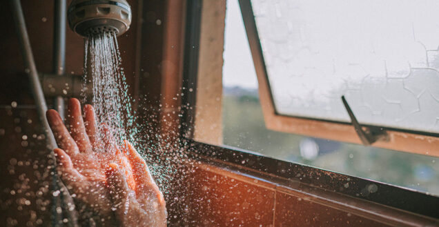 Clean Water Coming Out of Showerhead